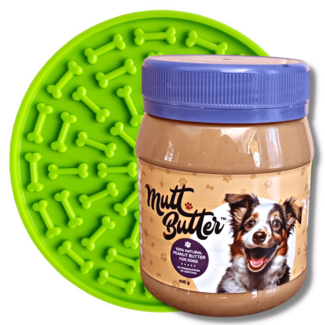 Lick Mat with 100% natural Mutt Butter (400 g) doggy friendly peanut butter