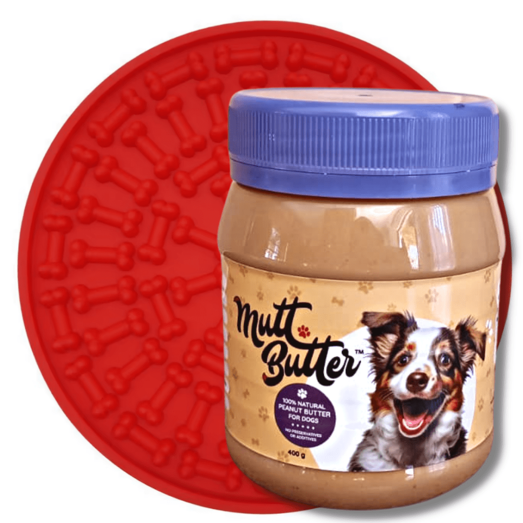 Lick Mat with 100% natural Mutt Butter (400 g) doggy friendly peanut butter