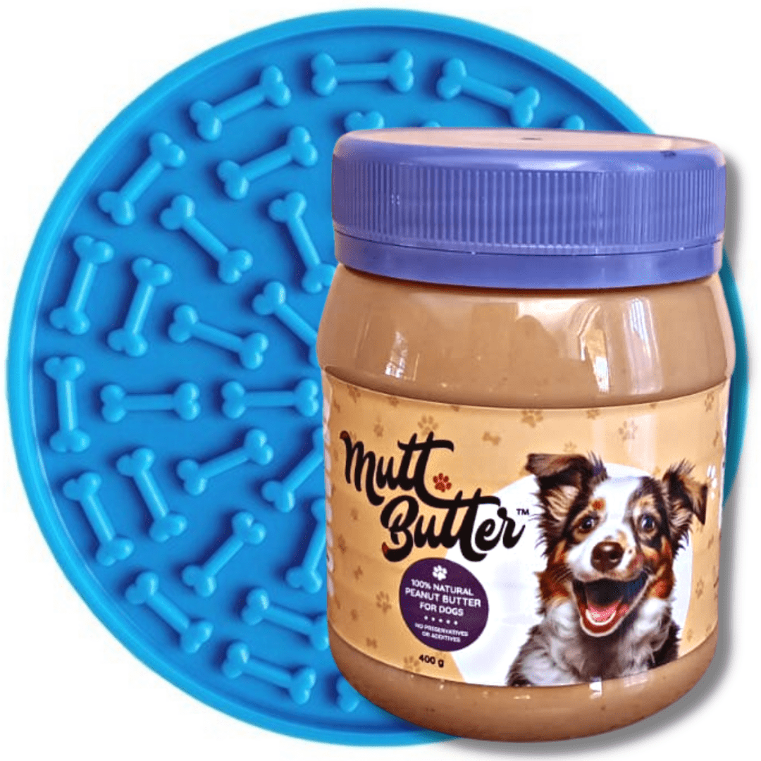 Lick Mat with 100% natural Mutt Butter (400 g) doggy friendly peanut butter