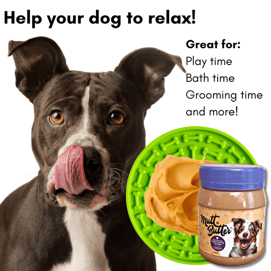 Lick Mat with 100% natural Mutt Butter (400 g) doggy friendly peanut butter