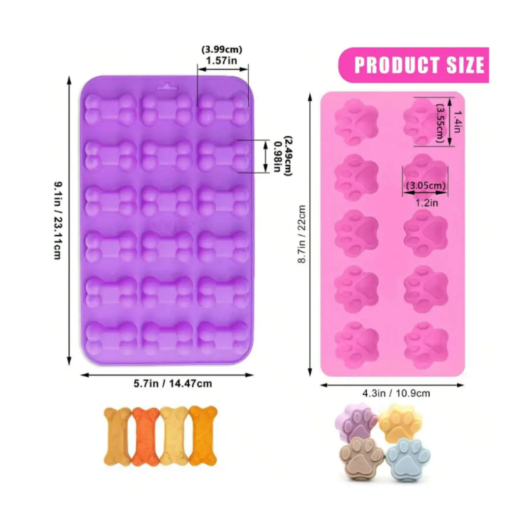 Paw & Bone Silicone Mould Set with Mini Spatula – For Pet Treats & Creative Crafts
