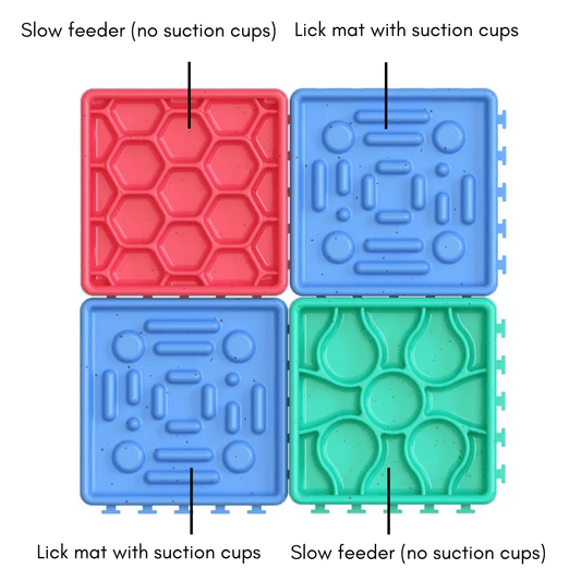 4 Piece Lick Mat Slow Feeder Combo