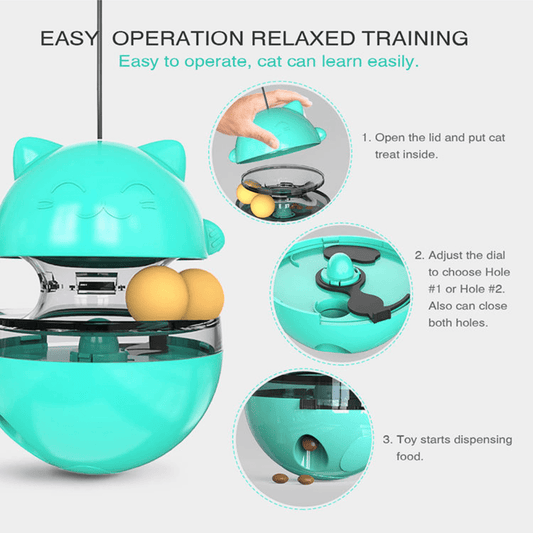 Kitty Spinning Food Dispenser Ball - Interactive Cat Toy