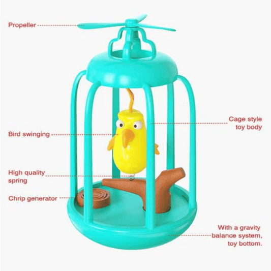 Interactive Cat Toy - Tumbler Makes Birdy Sounds and Twirls Around