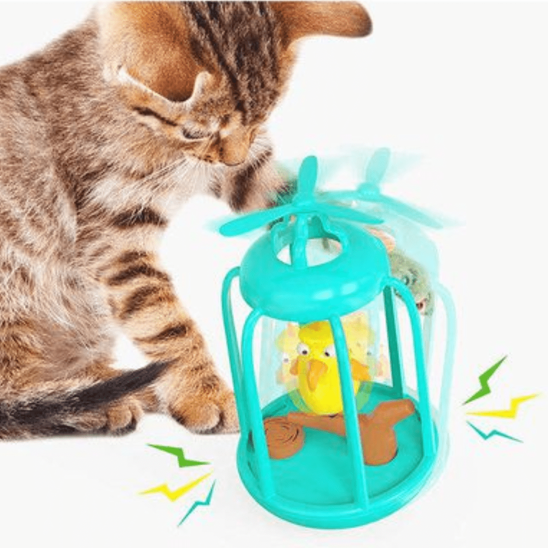 Interactive Cat Toy - Tumbler Makes Birdy Sounds and Twirls Around
