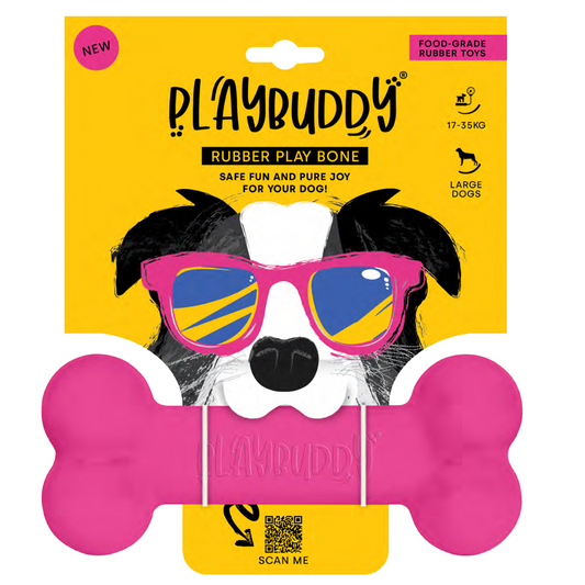 PlayBuddy Rubber Bone – for dogs who love to chew and fetch (S/M/L)