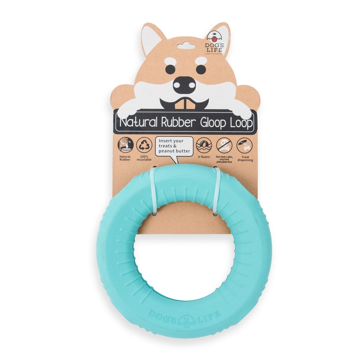 Dog's Life Natural Rubber Dog Toy Gloop Loop