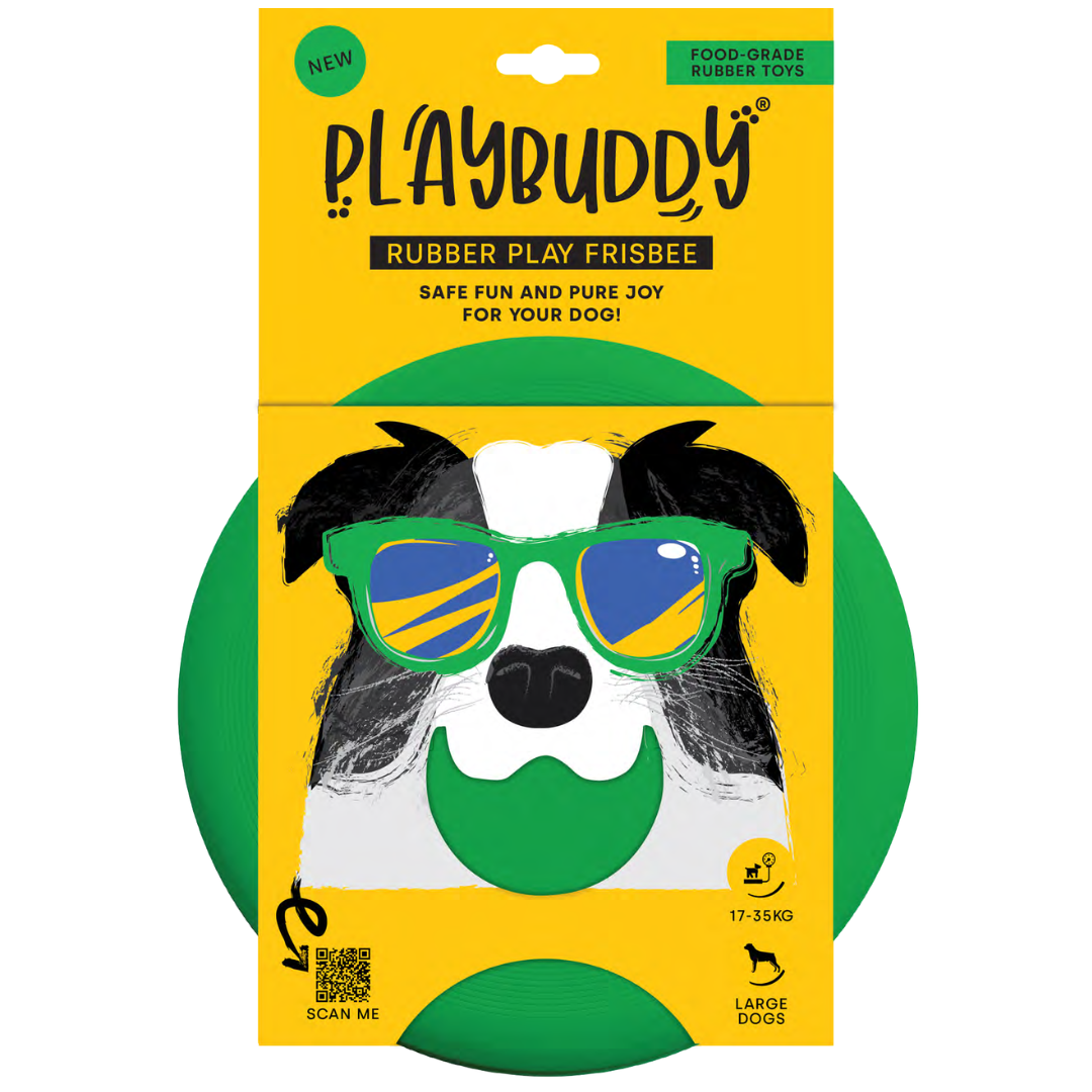 PlayBuddy Rubber Frisbee – for dogs that live to leap and fetch (S/L)