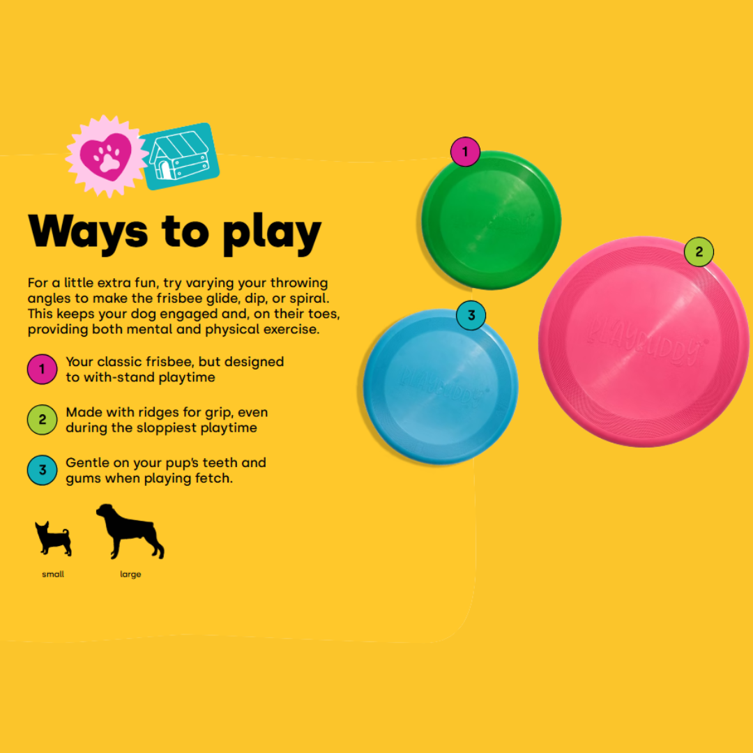 PlayBuddy Rubber Frisbee – for dogs that live to leap and fetch (S/L)