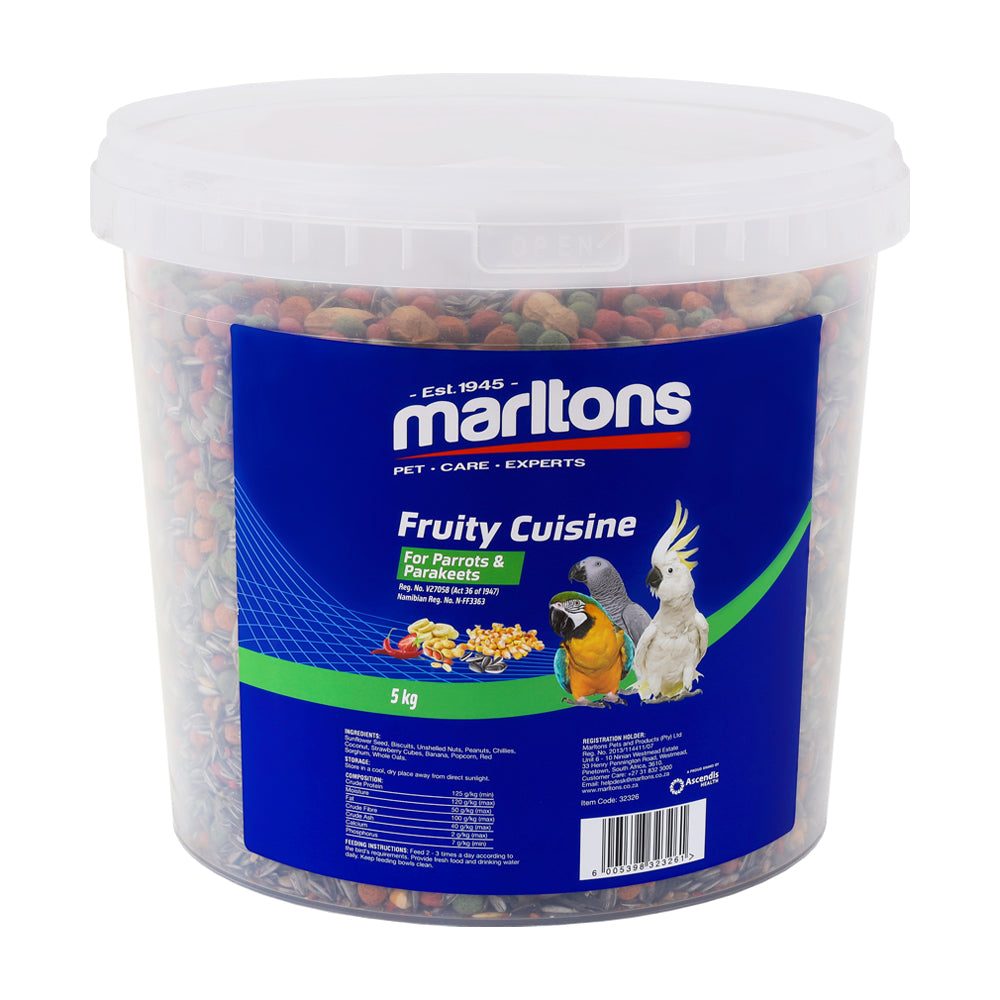 Marltons Fruity Parrot Cuisine 5Kg Bucket 101 PET PRODUCTS marltons-fruity-parrot-cuisine-5kg-bucket-101-pet-products