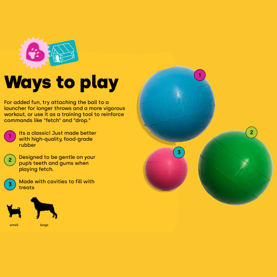 PlayBuddy Ball – for dogs who love to fetch and chew (Small or Large)