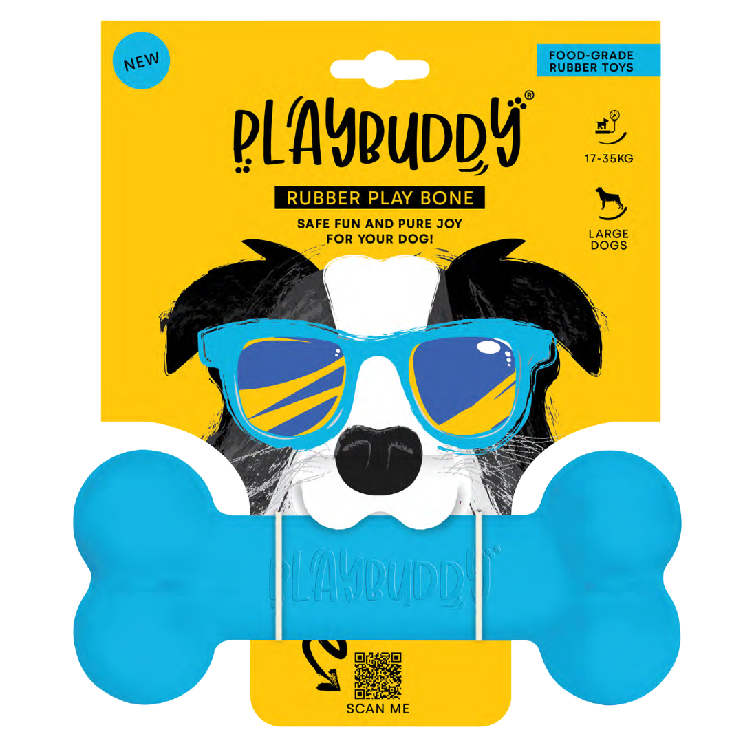 PlayBuddy Rubber Bone – for dogs who love to chew and fetch (S/M/L)