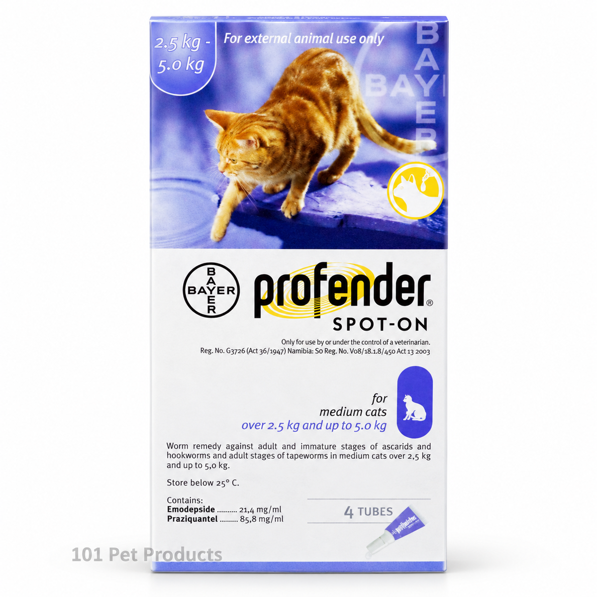 Profender Spot-On Dewormer for Cats 2.5–5 kg (4 Pipettes)