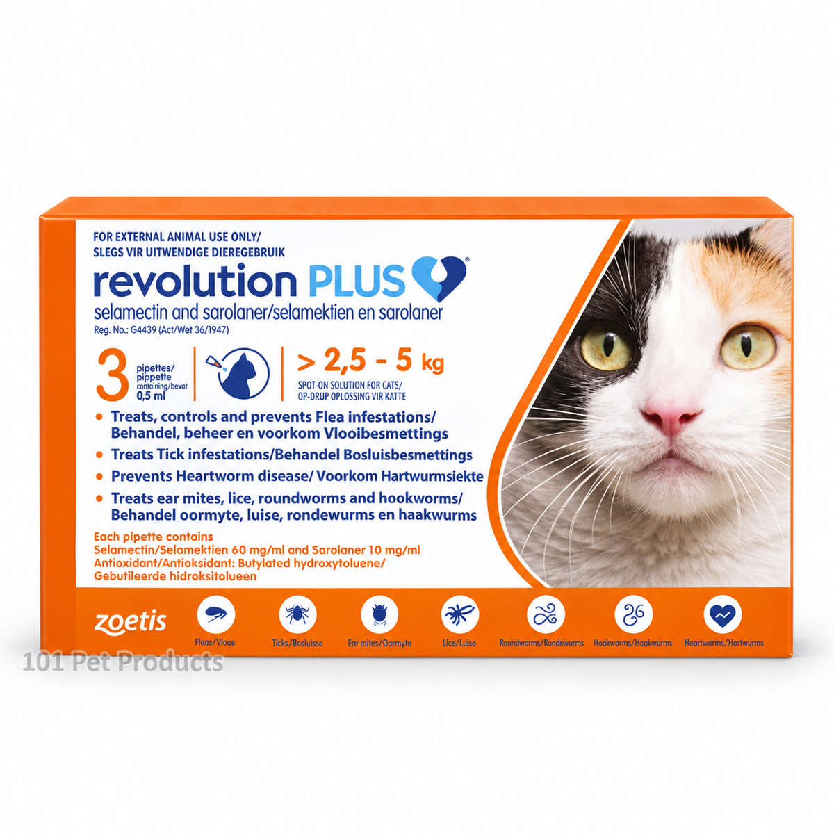 Revolution Plus Spot-On for Cats 2.5–5 kg (3 Pipettes)