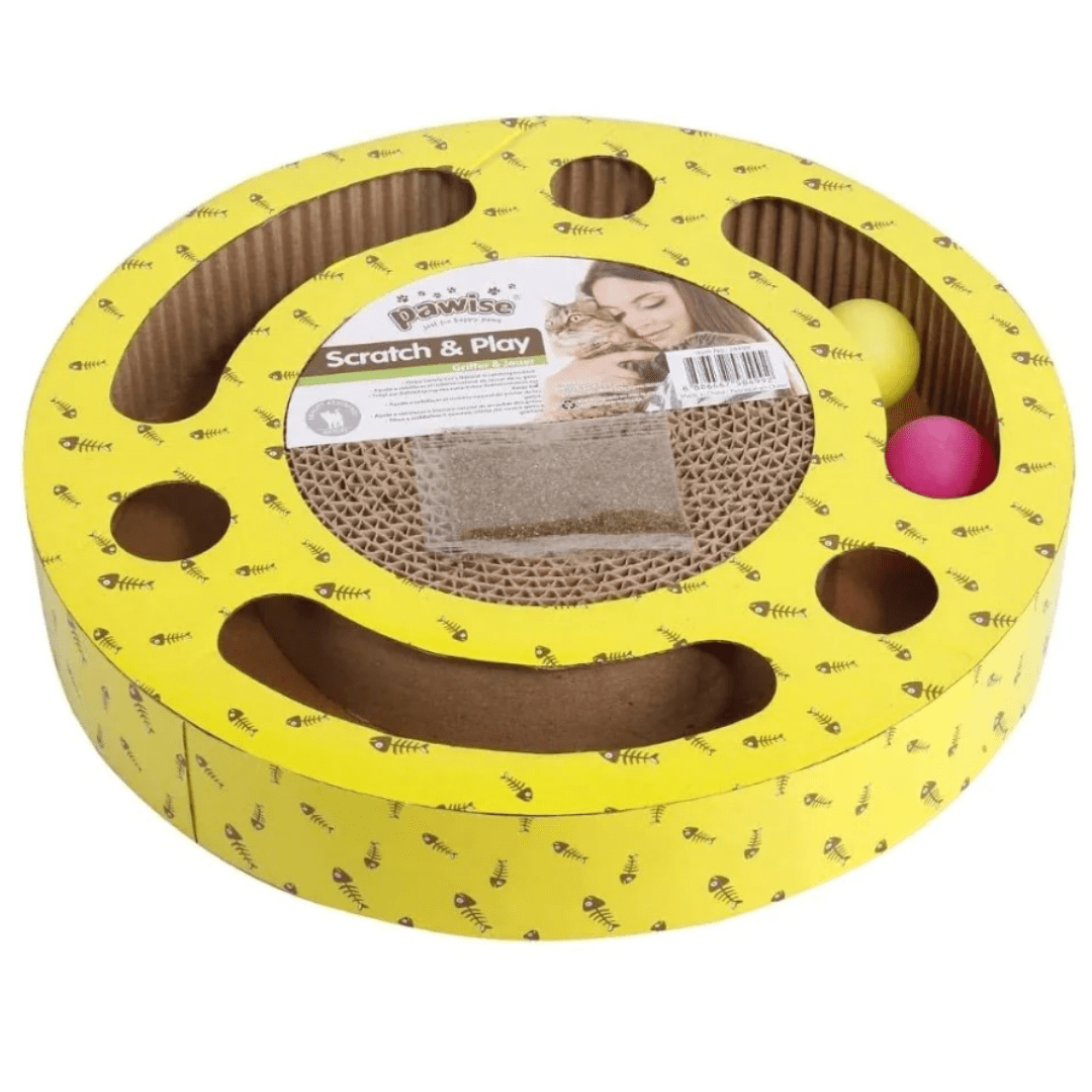 Pawise Round Scratch & Play Cardboard Cat Scratcher