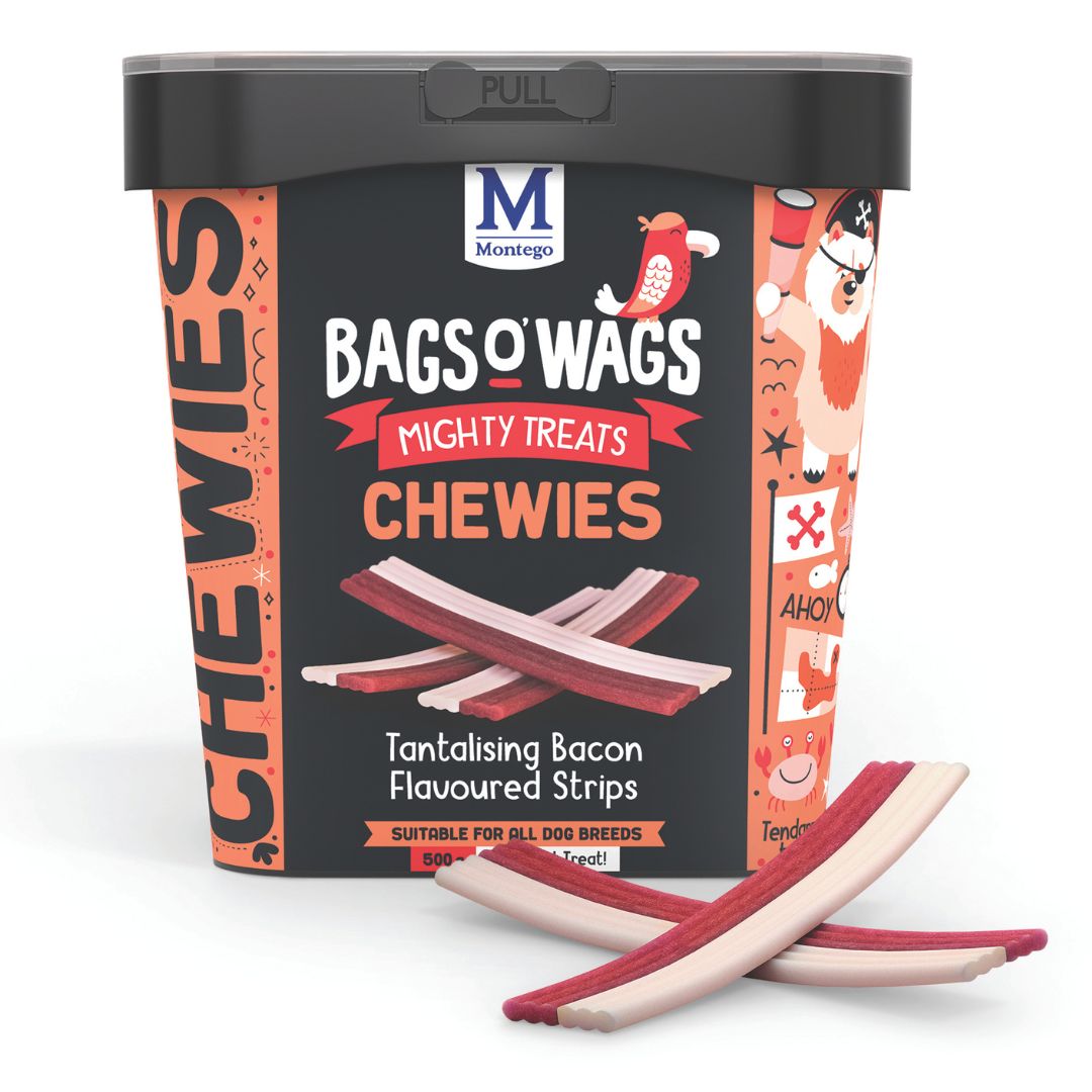 Montego Bags O' Wags Chewies - Tantalising Bacon Flavoured Strips (500g)