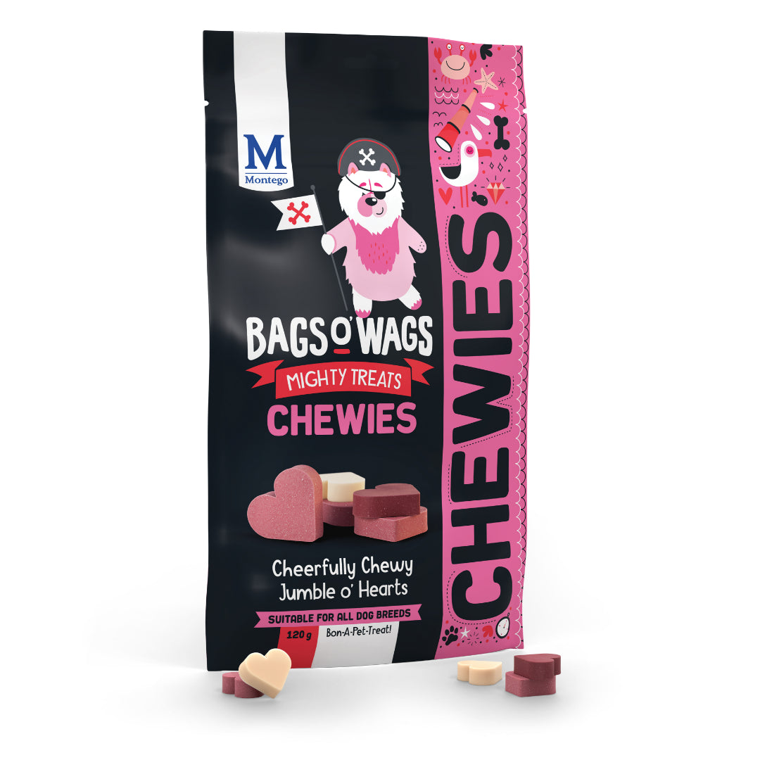 Montego Bags O' Wags Chewies - Cheefully Chewy Jumble o' Hearts (120g)