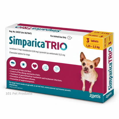 Simparica Trio 3 mg for Dogs 1.3–2.5 kg (3 Tablets)