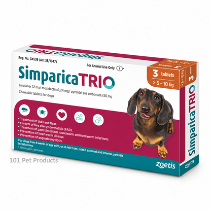 Simparica Trio 12 mg for Dogs 5.1–10 kg (3 Tablets)