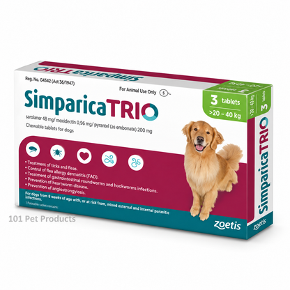 Simparica Trio 48 mg for Dogs 20.1–40 kg (3 Tablets)