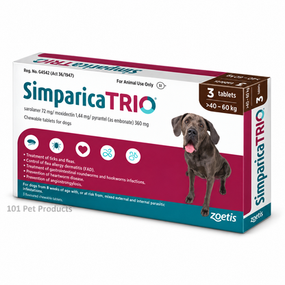 Simparica Trio 72 mg for Dogs 40.1–60 kg (3 Tablets)