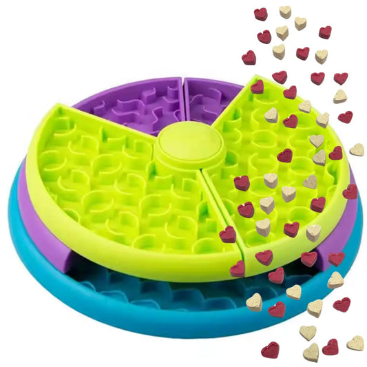 3-Layer Rotating Slow Feeder Bowl With Moisty Love Bites