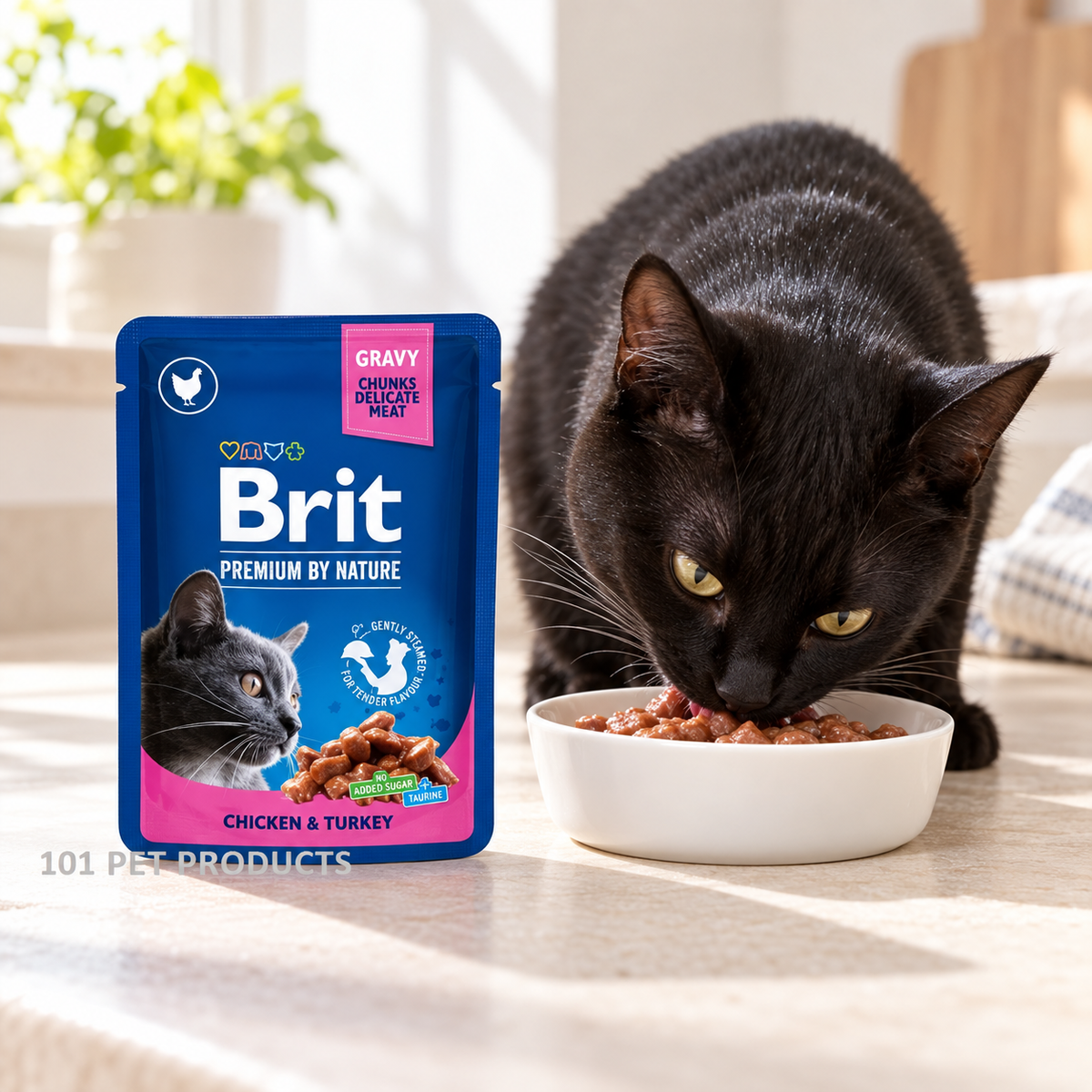 Brit Premium Chicken & Turkey in Gravy Wet Cat Food (85 g) lifestyle image