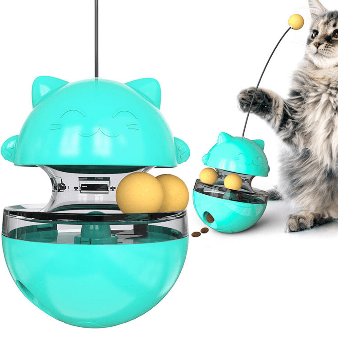 Kitty Spinning Food Dispenser Ball - Interactive Cat Toy