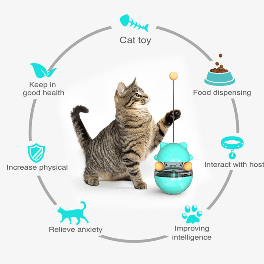 Kitty Spinning Food Dispenser Ball - Interactive Cat Toy