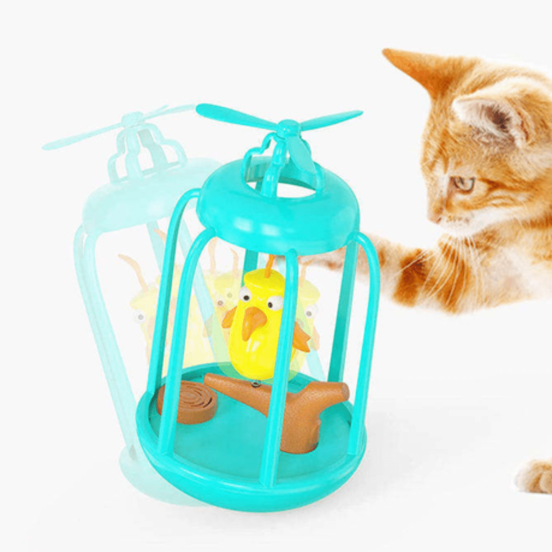 Interactive Cat Toy - Tumbler Makes Birdy Sounds and Twirls Around