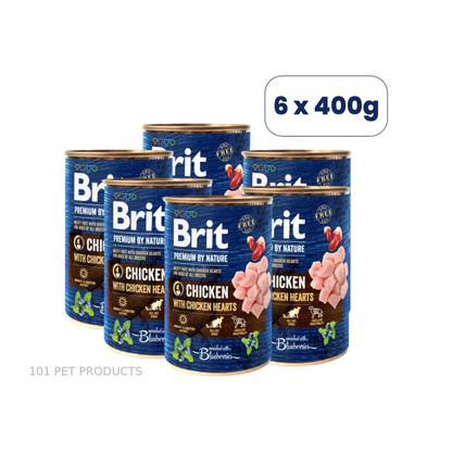 Brit Premium Dog Wet Food - Chicken with Hearts (6 × 400 g)