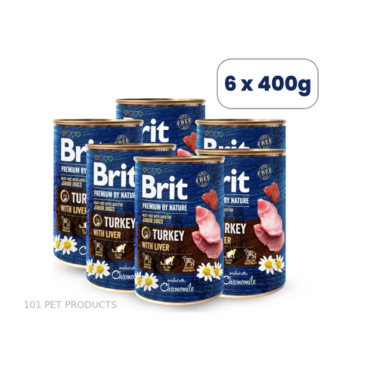 Brit Premium Dog Wet Food - Turkey with Liver (6 × 400 g)