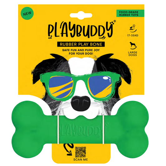 PlayBuddy Rubber Bone – for dogs who love to chew and fetch (S/M/L)
