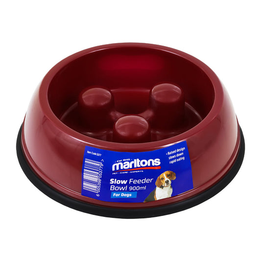 Slow Feeder Bowl Plastic 900Ml - Red