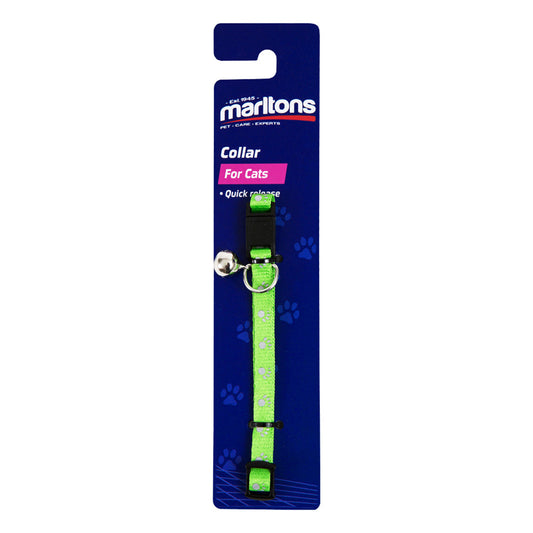 8Cm Cat Collarw/Bell Quick Release Clasp - Lime Gr