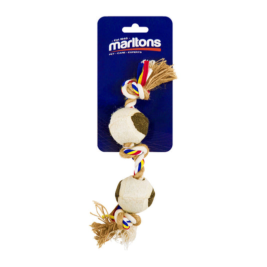Dog Rope Bone With 2 Mini Tennis Balls 25Cm 
