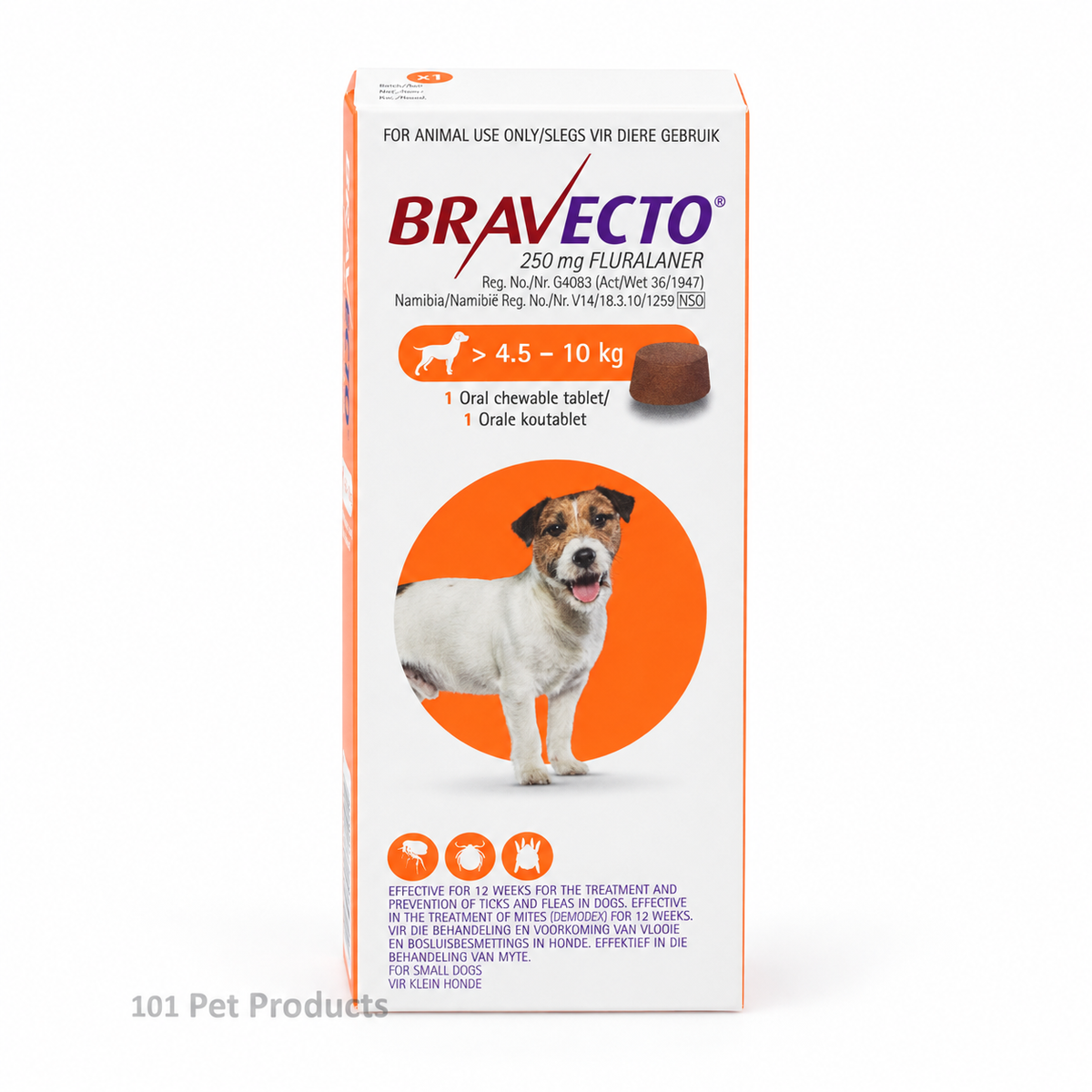 Bravecto Chew Tablet Small Dogs 250 mg (4.5–10 kg) – Orange