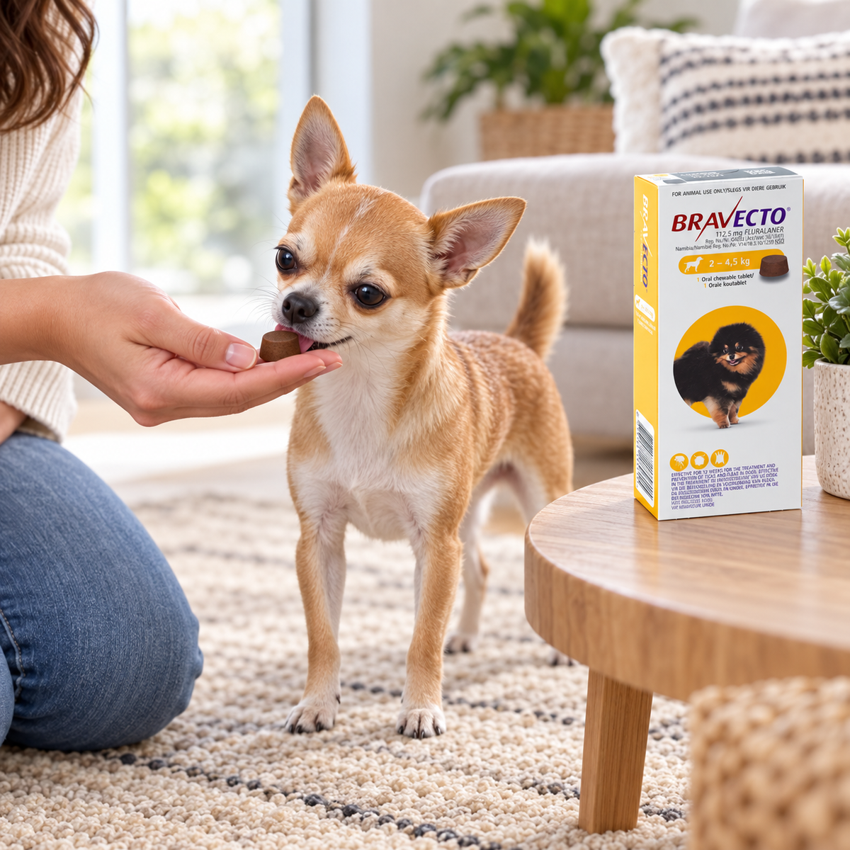 Bravecto Chew Tablet Mini Dogs 112.5 mg (2–4.5 kg) – Yellow lifestyle image