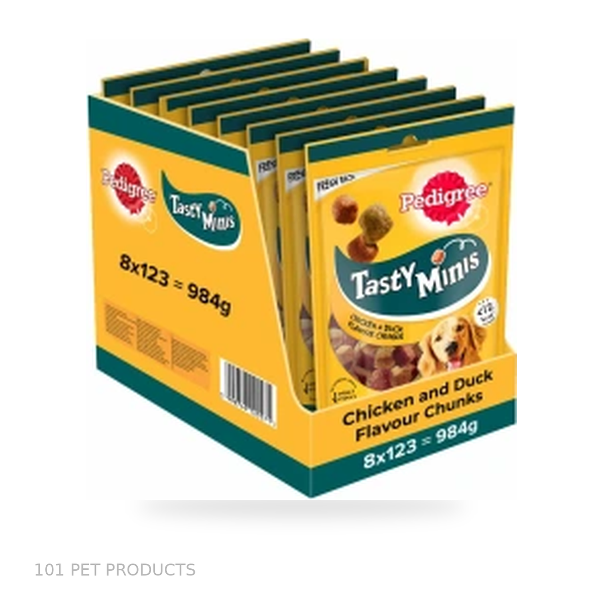 Pedigree Tasty Minis Chicken & Duck Adult Dog Treats – Box of 8 × 130 g