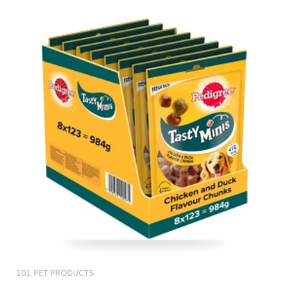 Pedigree Tasty Minis Chicken & Duck Adult Dog Treats – Box of 8 × 130 g