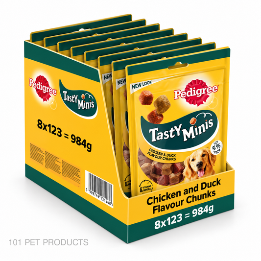 Pedigree Tasty Minis Chicken & Duck Adult Dog Treats – Box of 8 × 130 g