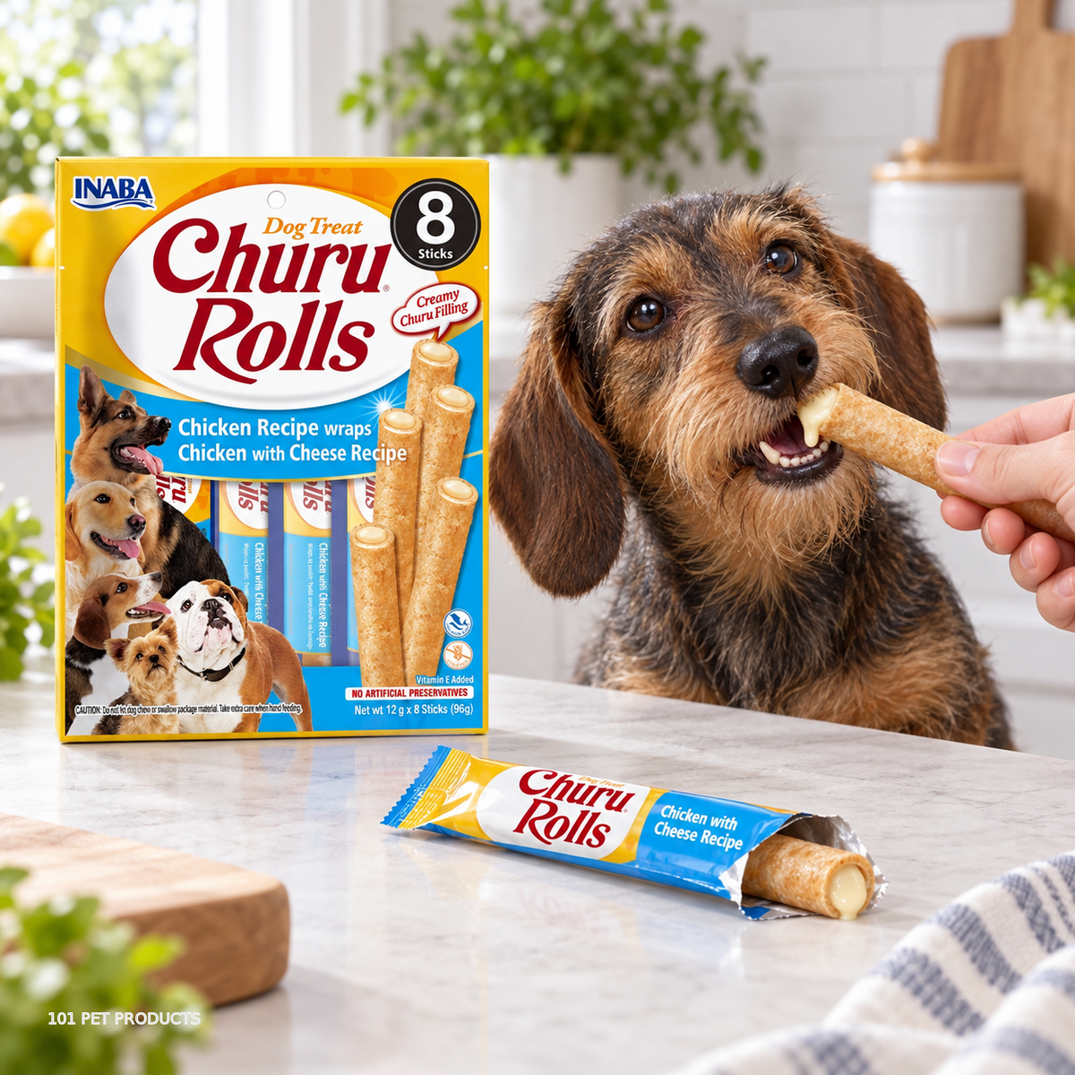 Churu Rolls Dog Chicken & Cheese 8 × 12 g (96 g) lifestyle image