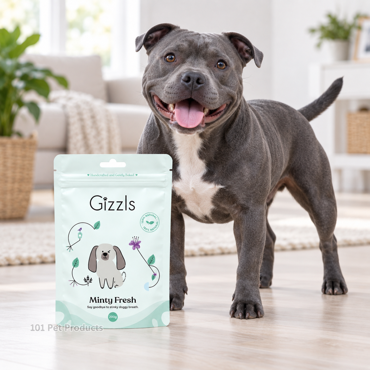 Gizzls Minty Fresh Dog Treats (100 g) lifestyle image