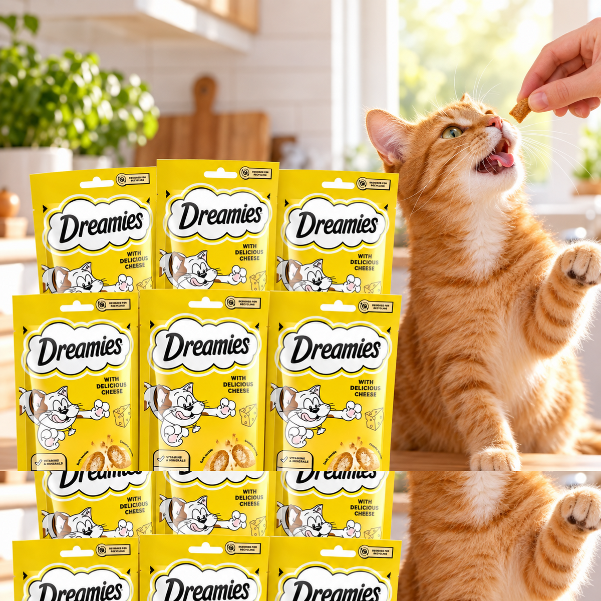 Dreamies Cheese Cat Treats – Box of 6 × 60 g lifestyle image