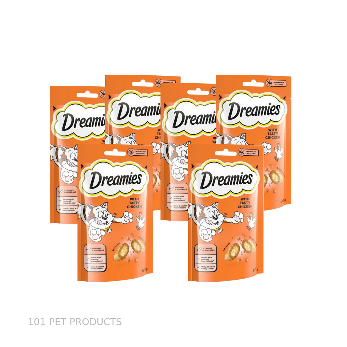 Dreamies Chicken Cat Treats – Box of 6 × 60 g