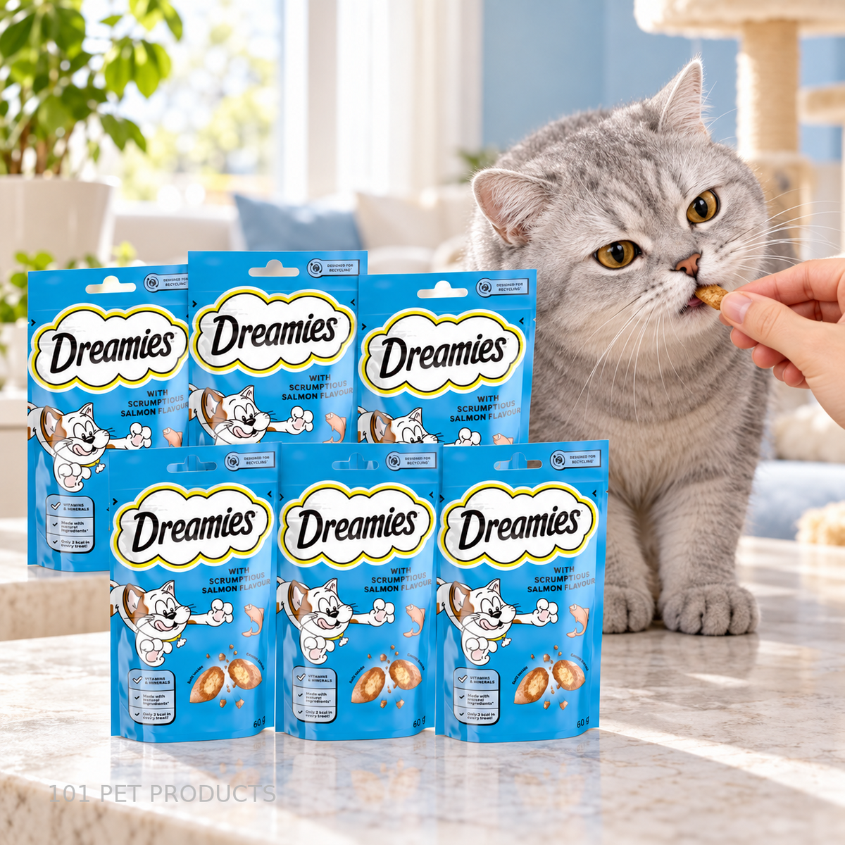 Dreamies Salmon Cat Treats – Box of 6 × 60 g lifestyle image