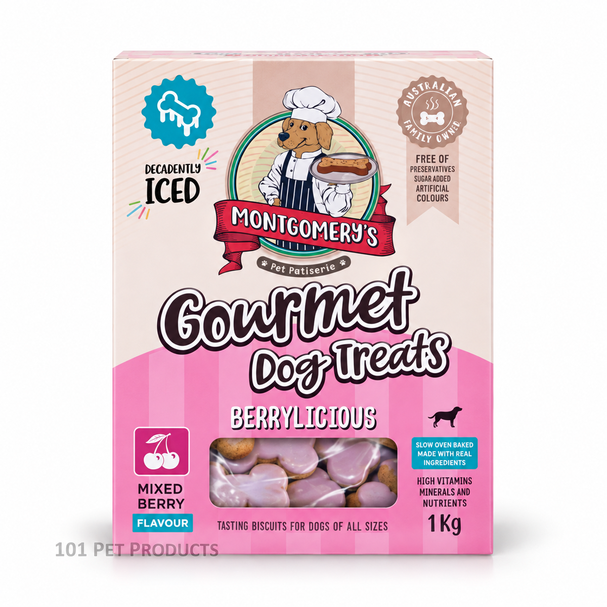 Montgomery's Berrylicious Iced Dog Biscuits (1 kg)