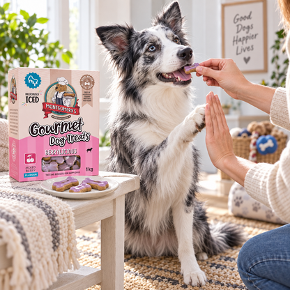 Montgomery's Berrylicious Iced Dog Biscuits (1 kg) lifestyle image