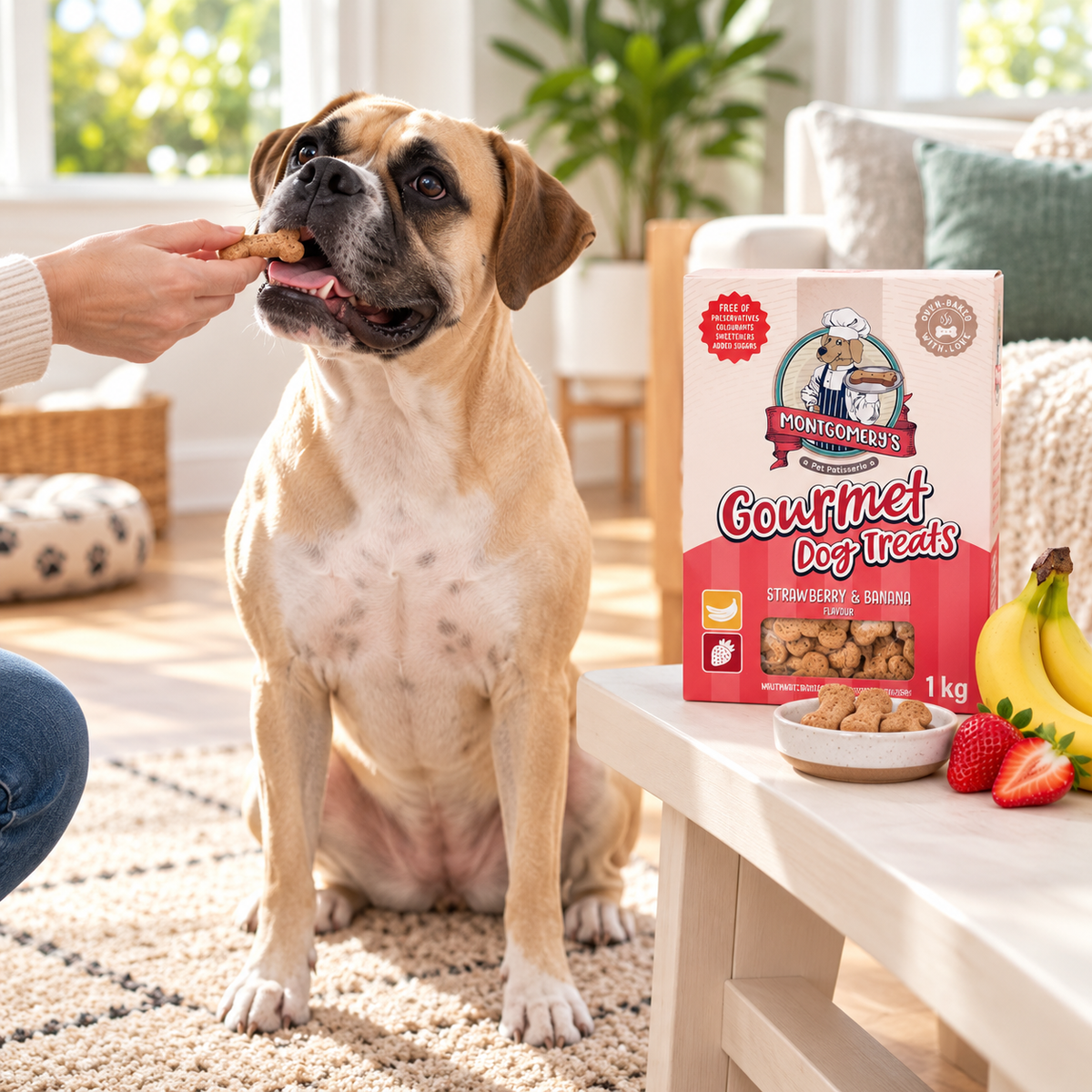 Montgomery's Strawberry & Banana Dog Biscuits (1 kg) lifestyle image