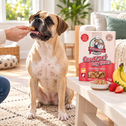 Montgomery's Strawberry & Banana Dog Biscuits (1 kg) lifestyle image